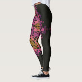 Dot Mandala Bloem Roze Geel en Zwart Leggings (Links)