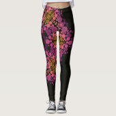 Dot Mandala Bloem Roze Geel en Zwart Leggings (Voorkant)