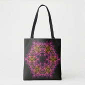 Dot Mandala Bloem Roze Geel en Zwart Tote Bag (Voorkant)