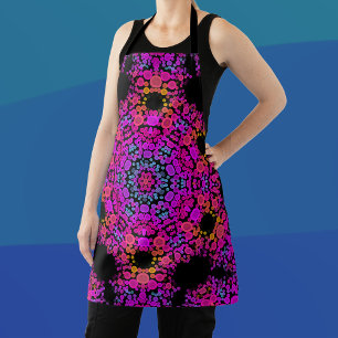 Dot Mandala Bloemroze blauw en Oranje Schort