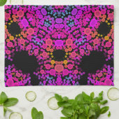 Dot Mandala Bloemroze blauw en Oranje Theedoek (Gevouwen)