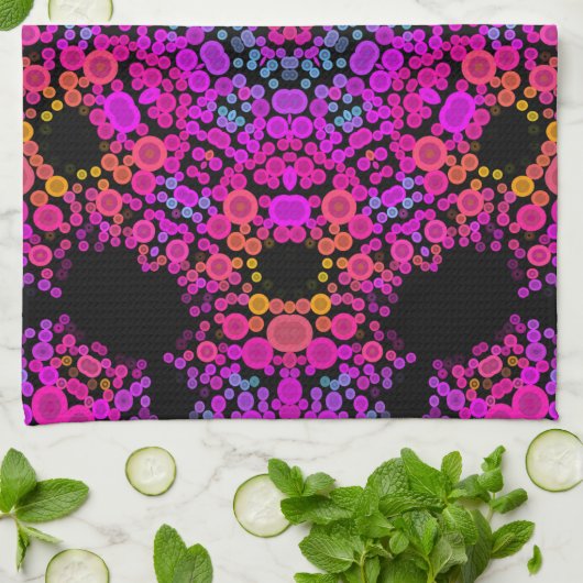 Dot Mandala Bloemroze blauw en Oranje Theedoek (Gevouwen)