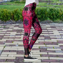 Dot Mandala Bloemroze en Paars Leggings
