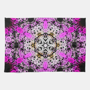 Dot Mandala Bloemroze en wit Theedoek