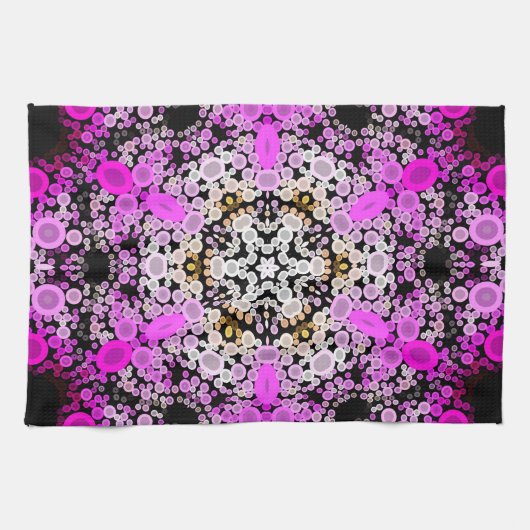Dot Mandala Bloemroze en wit Theedoek (Horizontaal)