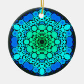 Dot Mandala Flower Blue en Green Keramisch Ornament (Voorkant)