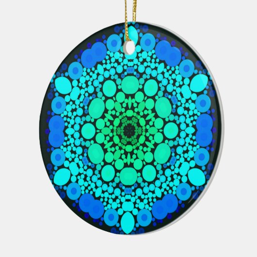 Dot Mandala Flower Blue en Green Keramisch Ornament (Links)
