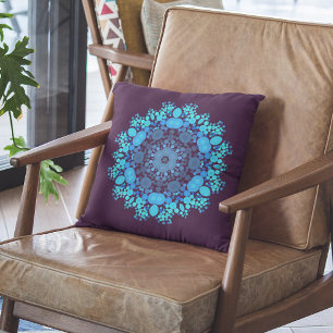 Dot Mandala Flower Blue en Paars Kussen
