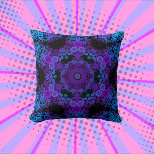 Dot Mandala Flower Blue en Paars Kussen