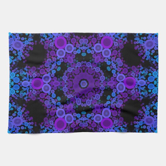 Dot Mandala Flower Blue en Paars Theedoek (Horizontaal)