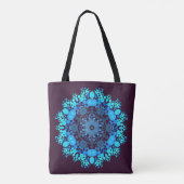 Dot Mandala Flower Blue en Paars Tote Bag (Achterkant)