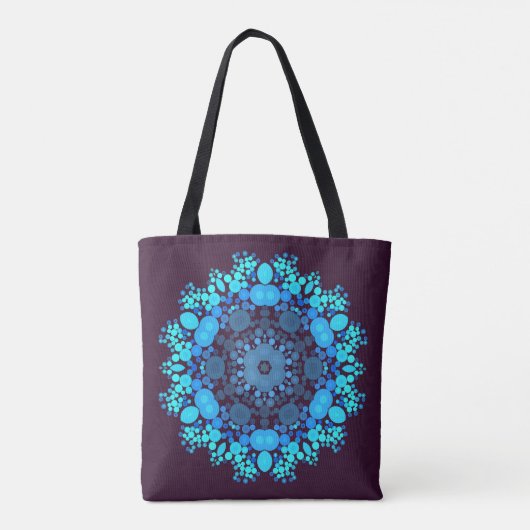 Dot Mandala Flower Blue en Paars Tote Bag (Achterkant)