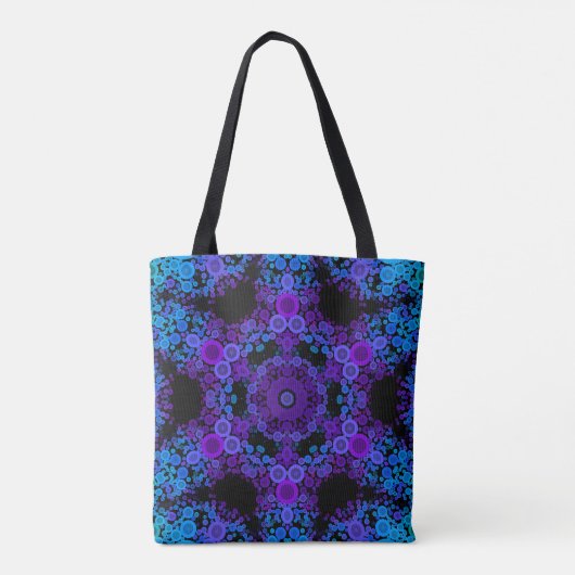 Dot Mandala Flower Blue en Paars Tote Bag (Achterkant)
