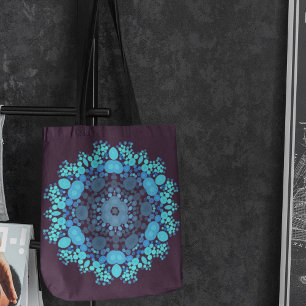 Dot Mandala Flower Blue en Paars Tote Bag