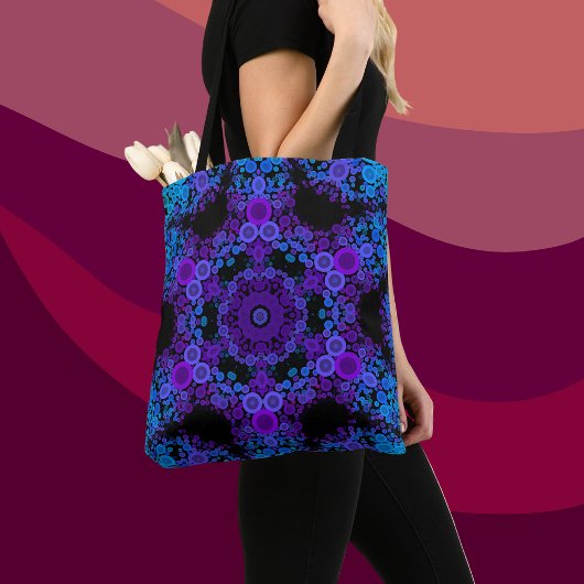 Dot Mandala Flower Blue en Paars Tote Bag