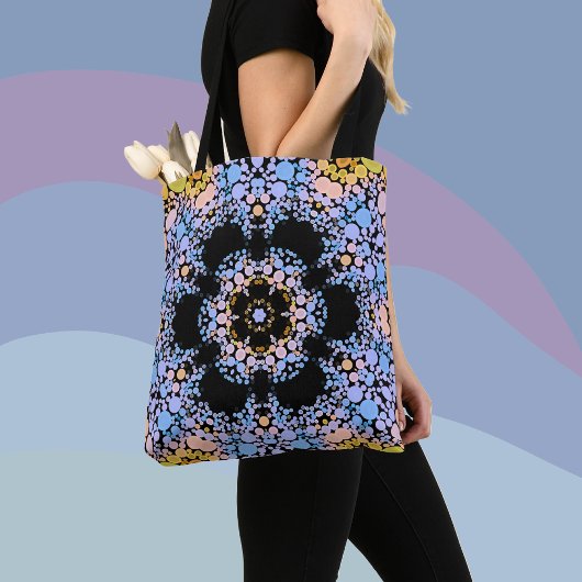 Dot Mandala Flower Blue en Yellow Tote Bag