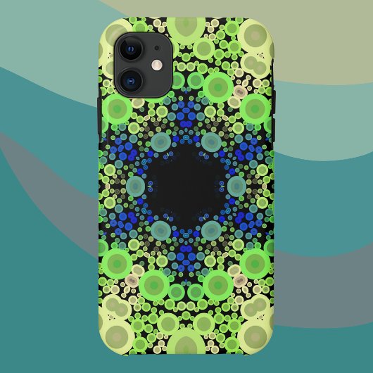 Dot Mandala Flower Blue Green and Yellow Case-Mate iPhone Case