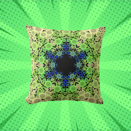 Dot Mandala Flower Blue Green and Yellow Kussen