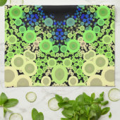 Dot Mandala Flower Blue Green and Yellow Theedoek (Gevouwen)