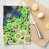 Dot Mandala Flower Blue Green and Yellow Theedoek (Quarter Fold)