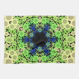 Dot Mandala Flower Blue Green and Yellow Theedoek