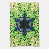 Dot Mandala Flower Blue Green and Yellow Theedoek (Verticaal)