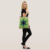 Dot Mandala Flower Blue Green and Yellow Tote Bag (Op model)