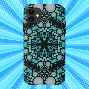 Dot Mandala Flower Blue Green en Grey Case-Mate iPhone Case