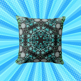 Dot Mandala Flower Blue Green en Grey Kussen