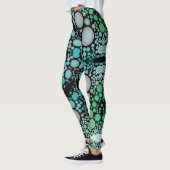 Dot Mandala Flower Blue Green en Grey Leggings (Links)