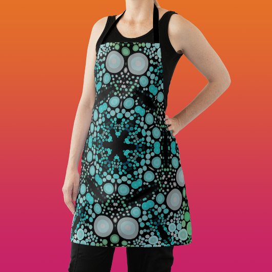 Dot Mandala Flower Blue Green en Grey Schort