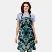 Dot Mandala Flower Blue Green en Grey Schort (Gedragen)