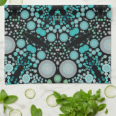 Dot Mandala Flower Blue Green en Grey Theedoek (Gevouwen)