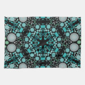Dot Mandala Flower Blue Green en Grey Theedoek (Horizontaal)