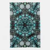 Dot Mandala Flower Blue Green en Grey Theedoek (Verticaal)