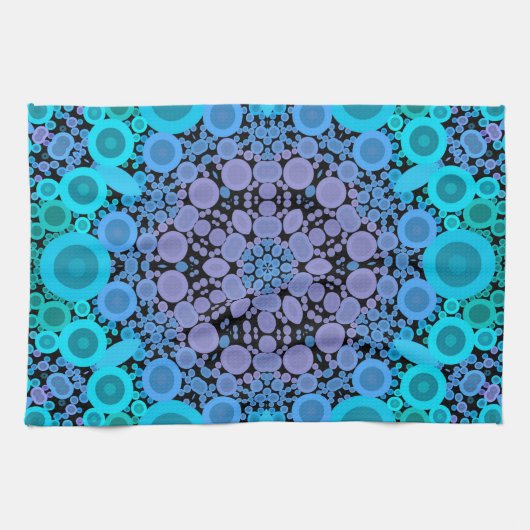 Dot Mandala Flower Blue Green en Paars Theedoek (Horizontaal)