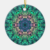 Dot Mandala Flower Blue Green en Pink Keramisch Ornament (Voorkant)