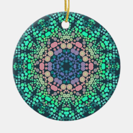 Dot Mandala Flower Blue Green en Pink Keramisch Ornament (Voorkant)