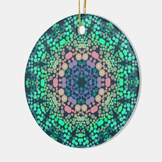 Dot Mandala Flower Blue Green en Pink Keramisch Ornament (Links)