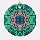 Dot Mandala Flower Blue Green en Pink Keramisch Ornament (Achterkant)