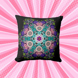 Dot Mandala Flower Blue Green en Pink Kussen
