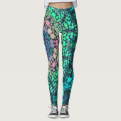 Dot Mandala Flower Blue Green en Pink Leggings (Voorkant)