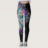 Dot Mandala Flower Blue Green en Pink Leggings (Voorkant)