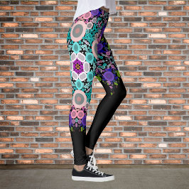Dot Mandala Flower Blue Green en Pink Leggings