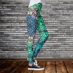 Dot Mandala Flower Blue Green en Pink Leggings<br><div class="desc">Deze groovy stipbloem werd geïnspireerd door verfstip mandalas. Verdrievoudig geometrische patronen voor de moderne hippie!</div>