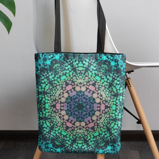Dot Mandala Flower Blue Green en Pink Tote Bag