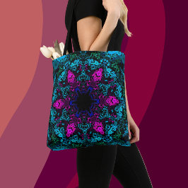 Dot Mandala Flower Blue Green en Pink Tote Bag