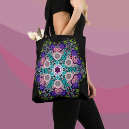 Dot Mandala Flower Blue Green en Pink Tote Bag
