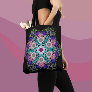 Dot Mandala Flower Blue Green en Pink Tote Bag