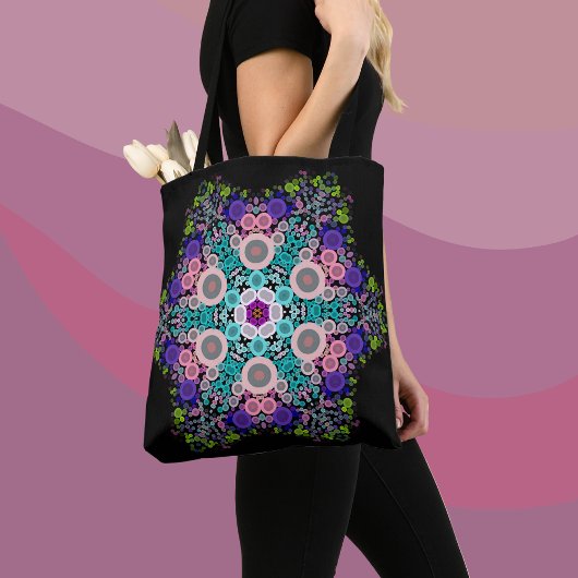 Dot Mandala Flower Blue Green en Pink Tote Bag